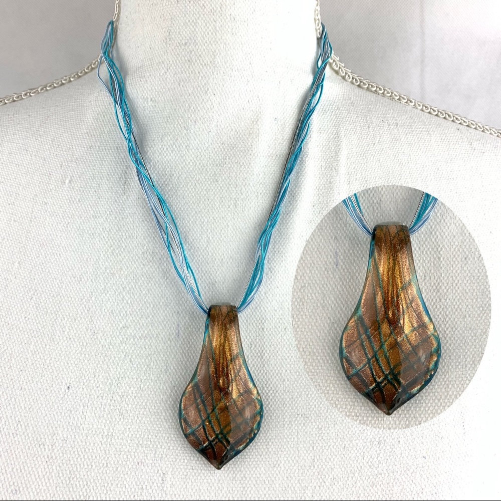 Murano Glass Turquoise Pendant Necklace